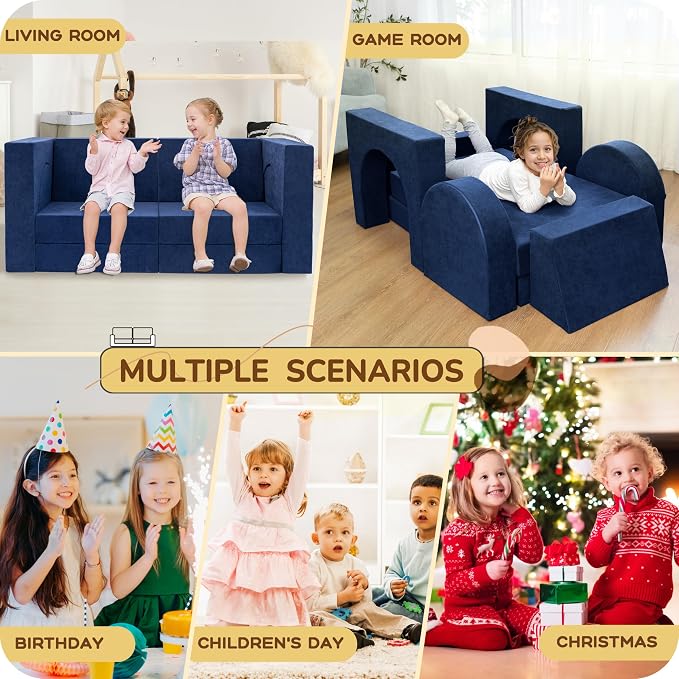 Fvkind 10 Pcs Modular Kids Play Couch, Foam Kids Play Couch - Image 7
