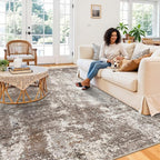8x10 Washable Living Room Rug – Modern Neutral Abstract Large Area Rug - Image 3