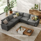 LINSY HOME Modular Sectional Sofa, 5-Seat Corduroy Modern Cloud Couch - Image 7