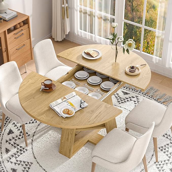 43.3in-59in Extendable Round Dining Table - Image 5