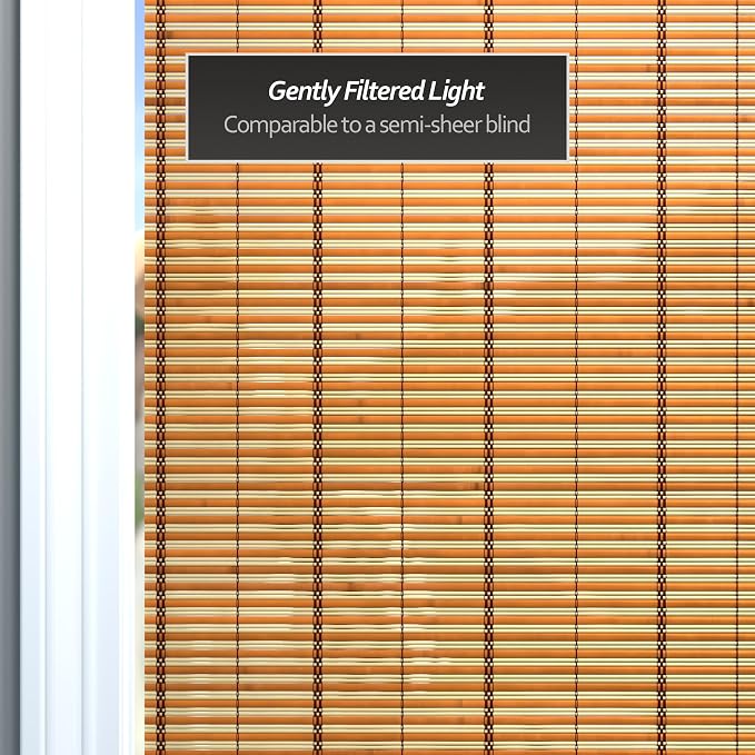 Red Lantern Burnt Bamboo Cordless Window Shade - Image 4