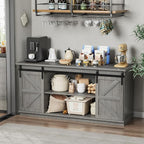 Shahoo Farmhouse Sideboard Buffet Cabinet, Coffee Bar Storage - Image 3