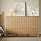 BORNOON 57" Wide Dresser for Bedroom, 12-Drawer Fluted Dresser - Image 5