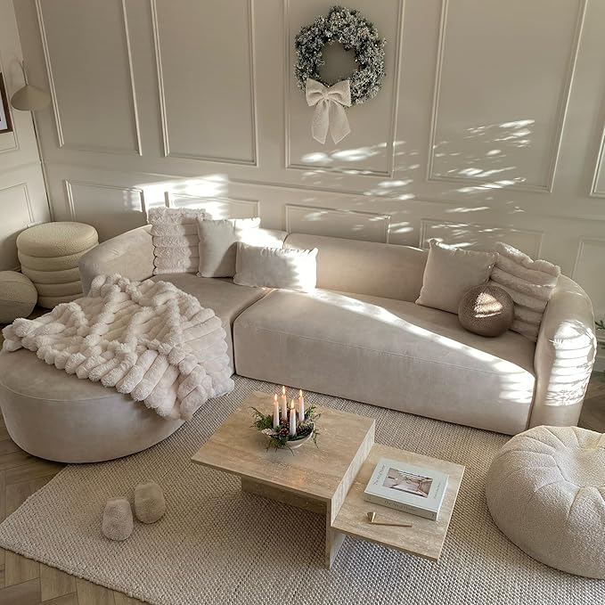 Acanva Luxury Modern Tight Curved Back Velvet Sofa, Minimalist Style Comfy Couch - Image 3
