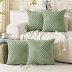 Set of 4 Sage Green Decorative Throw Pillow Covers 24x24 Inch Corduroy Pillow by Cozoomy