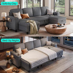 LINSY HOME Sectional Sofa with Pull Out Bed, 4 Seats Corduroy Reversible - Image 3