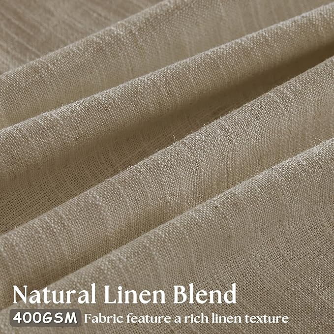 Dark Flax Linen Pinch Pleat Light Filter Curtains 120 Inches Long 2 Panels | - Image 3