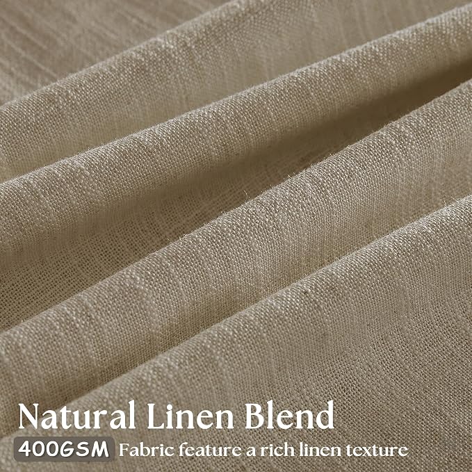 Neutral Pinch Pleated 96 Inch Greige Light Filtering Flax Linen Curtains | Flax - Image 3