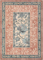 GarveeHome Terracotta Teal Washable 5x7 Area Rugs, Botanical Grove Vintage - Image 8