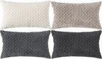 Set of 4 Grey White Taupe Decorative Throw Pillow Covers 12x20 Inch Corduroy by Cozoomy