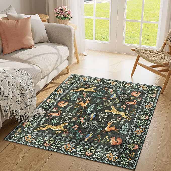 DUKINO 4x4 Square Area Rug, Washable Animal Rug - Image 6
