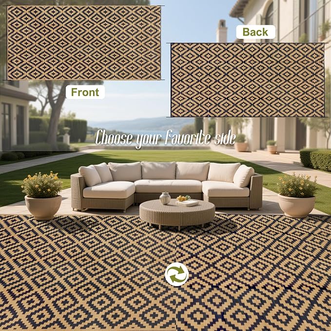 SAND MINE Reversible Mats, Plastic Straw Rug, Modern Area Rug, Large Floor Mat - Image 3