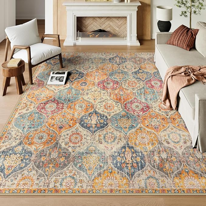 Lahome Moroccan Washable Area Rugs 9x12 Living Room, Soft 9x12 Area Rug by Lahome