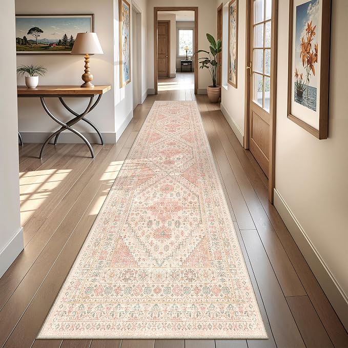 Runner Rug 2x10, Vintage Washable Rugs - Image 3