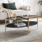 LumFurn Oval Glass Coffee Table, Mid-Century Modern Design, L43 x W22 x H17 inch - Image 3