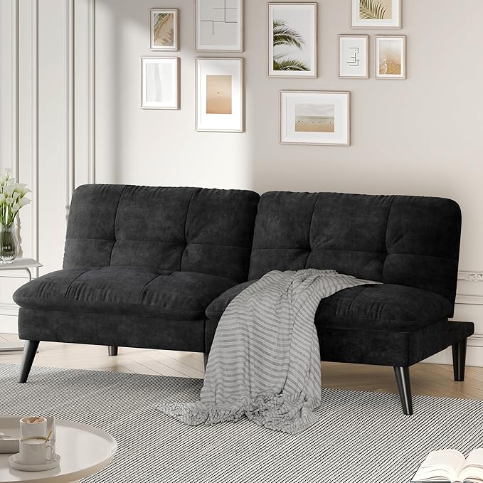 Shintenchi Futon Sofa Bed, Foldable Small Velvet Couch Bed by Shintenchi%7CFurnitureMadeforRealLife