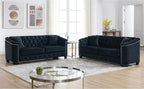 2 Piece Modern Chesterfield Velvet 77" 3-Seater Sofa Set, Upholstered Tufted by Unknown