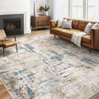LOONGRUG 5x8 Area Rug Washable Neutral Modern Living Room Rugs Blue Tan | by LOONGRUG