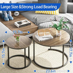 aboxoo Coffee Table Nesting Side Round Table Set of 2 End Table - Image 2