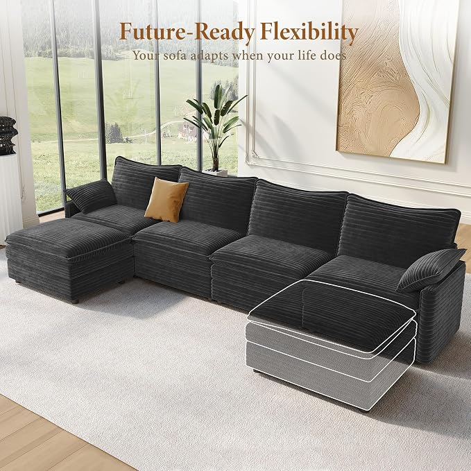 Vesgantti 142" Cloud Couch Sectional Modular Sofa, Comfy Sectional Couch - Image 8