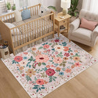 DUKINO 4x5 Area Rug for Entryway, Soft Floral Washable Rug Non Slip, - Image 3