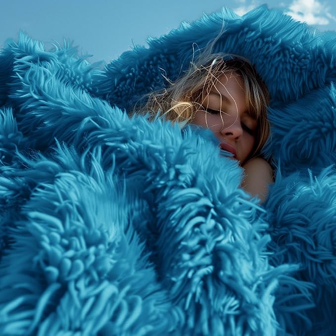 Bedsure GentleSoft Fluffy Bright Blue Throw Blanket Gifts - Image 8