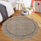 GarveeHome Scalloped Round Washable Rug, Soft Modern Round Rugs 5ft, Taupe | - Image 8