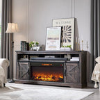 OKD Fireplace TV Stand for 80 Inch TV, Rustic Media Console w/Sliding Barn Door - Image 7