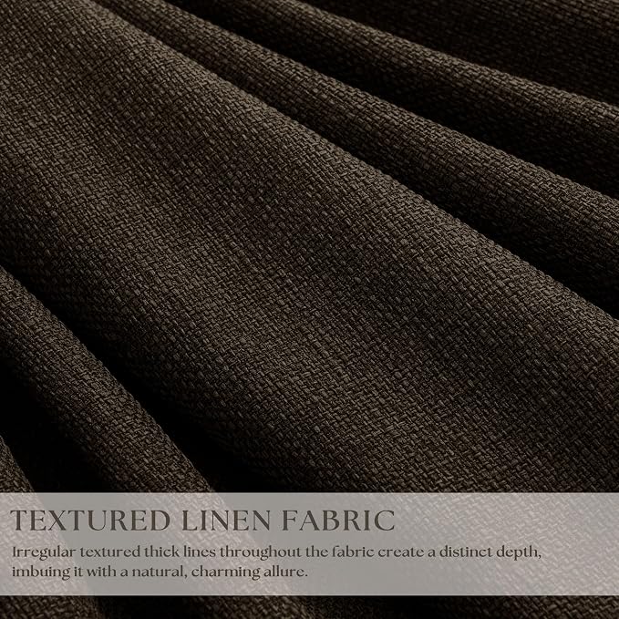 Dark Chocolate 100 Inch Linen Pleated Blackout Curtains - Image 3