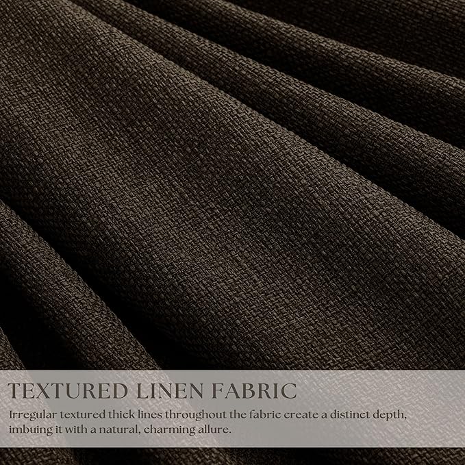 Chocolate Brown 84 Inch Blackout Pinch Pleated Curtains 2 Panels | Thick Linen - Image 4