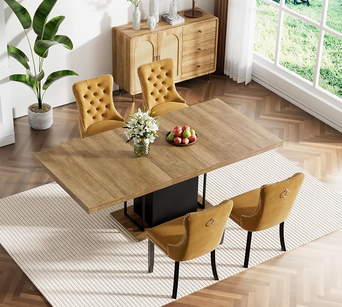 Henf 63"-79" Dining Table Set for 4, 5 Pieces Extendable Dining Table and 4 - Image 2
