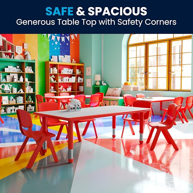 Flash Furniture Wren 23.625''W x 47.25''L Rectangular Red Plastic Height - Image 5