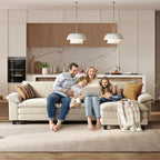 LINSY HOME 123" Modular L-Shaped Sectional Sofa, 3-Seat Corduroy Modern Cloud - Image 6