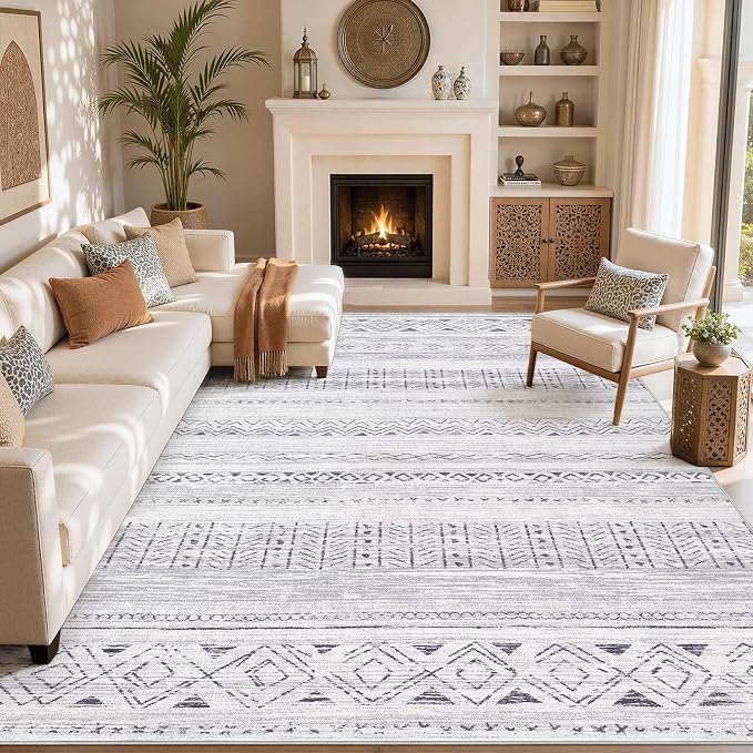 cotiled Boho 12x15 Area Rug for Living Room: Large Moroccan Washable Rug | - Image 8