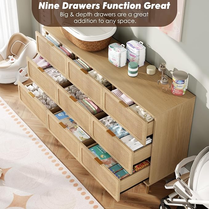 GarveeHome Rattan 9 Drawer Dressers - Image 8
