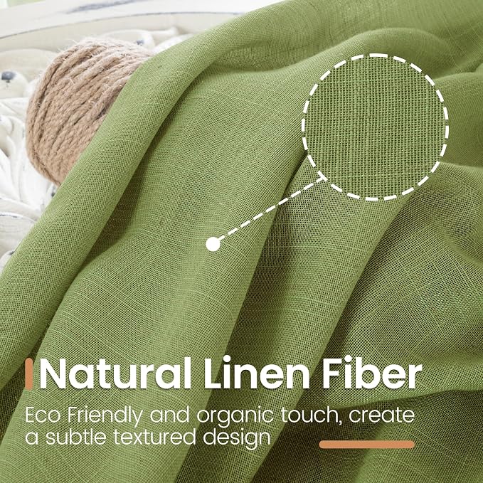 BGment Green Linen Curtains 45 Inch Length - Image 3