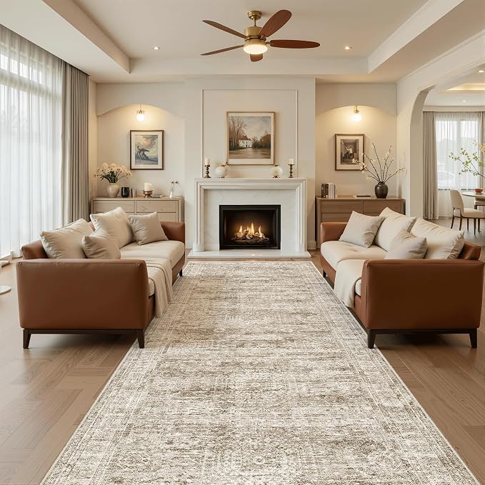 Soalmost Washable 4x12 Hallway Runner Rug Non-Slip Kitchen Entry Rugs Brown | by Soalmost