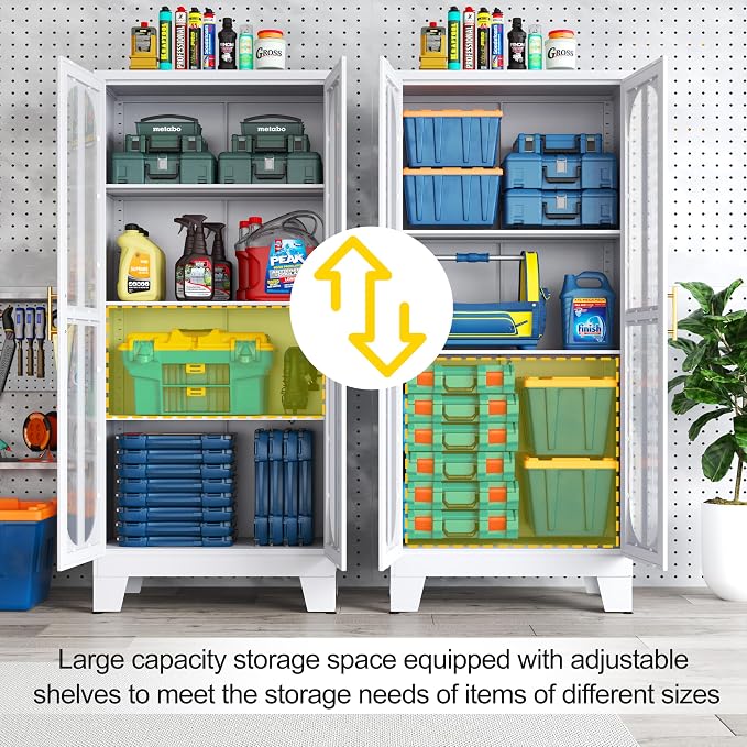 PAOFIN 61.02" Metal Display Storage Cabinet, Tall Kitchen Pantry Cabinets - Image 4