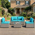 MOCHITO 5 Pieces Outdoor Patio Furniture Sets, All-Weather Sectional Sofa Grey by Unknown