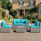 MOCHITO 5 Pieces Outdoor Patio Furniture Sets, All-Weather Sectional Sofa Grey by Unknown