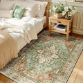 RELEANY Washable Area Rug, Brick/Brown/Green | Non-Slip, Water Repellent by RELEANY