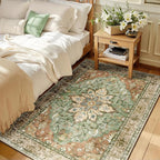 RELEANY Washable Area Rug, Brick/Brown/Green | Non-Slip, Water Repellent by RELEANY