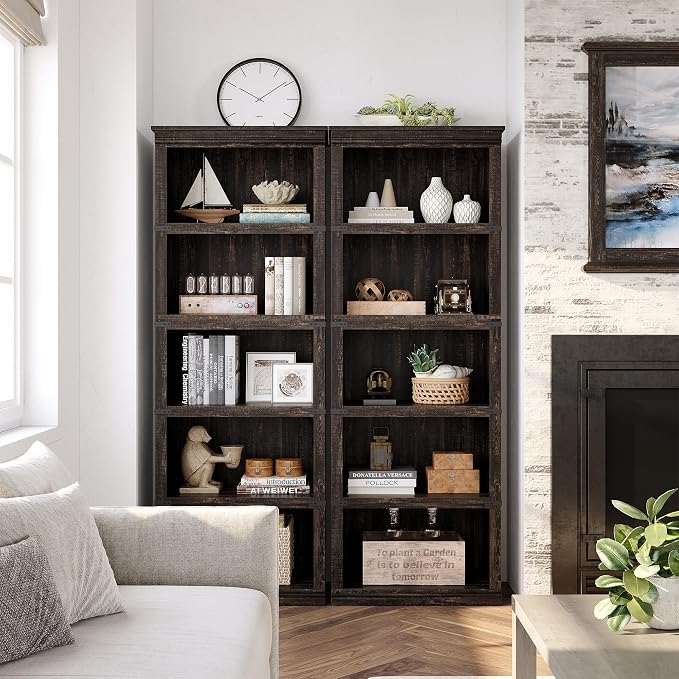 GarveeHome 5 Tier Farmhouse Bookcase, 67.4 in Tall Book Shelf - Image 4