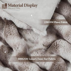 Luxury 1000GSM Faux Rabbit Fur Throw Blanket, Super Heavy Warm Cozy Brown - Image 2