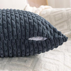 Set of 4 Grey Blue Decorative Throw Pillow Covers 18x18 Inch Corduroy Pillow - Image 4