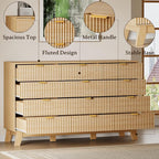 BORNOON 57" Wide Dresser for Bedroom, 12-Drawer Fluted Dresser - Image 4