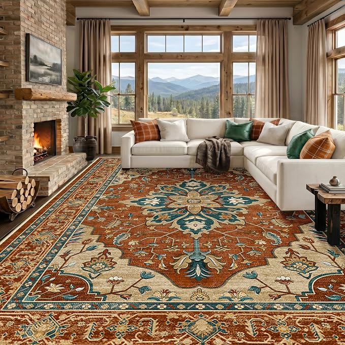 RELEANY Washable Area Rug, Large 10'x14', Water Repellent, Pet Friendly by RELEANY
