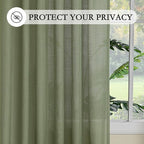 MYSKY HOME Sage Green Sheer Curtains 63 inch Length Semi Sheer Curtains - Image 6
