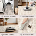 Washable Ivory Beige Living Room Rug, 8x12 Non Slip Area Rugs - Image 4