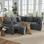Hanherry Sectional Couch with Pull Out Sofa Bed, Corduroy Sleeper Sofa with 2 - Image 8